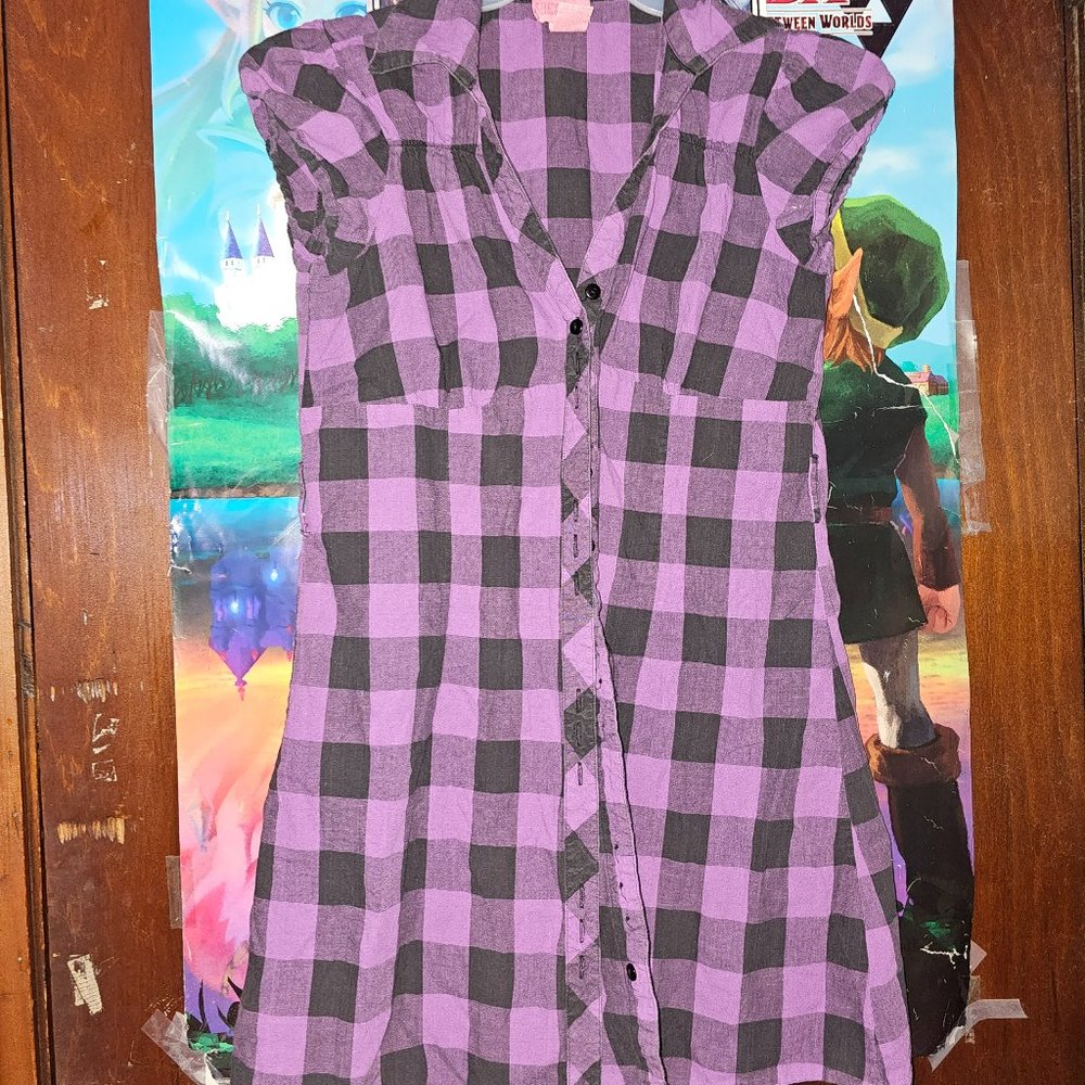 She's cool purple checkered top xl jrs
